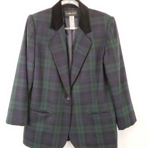 Vintage Sag Harbor Black Watch Plaid Blazer Size 8